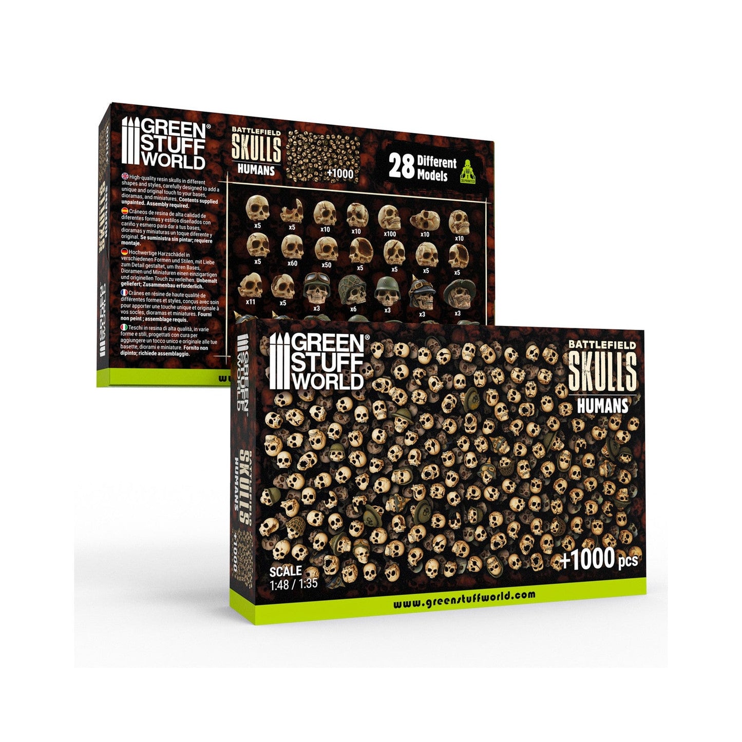 Green Stuff World 1000x Battlefield Resin Skulls 1:48-1:35 Wargaming and Modeling
