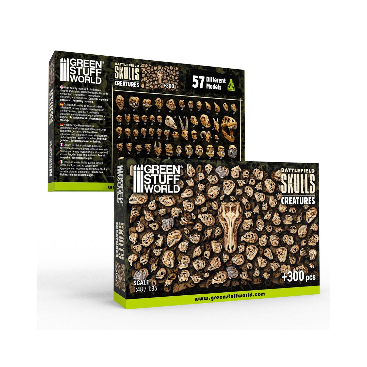 Green Stuff World 300x Battlefield Creature Skulls 1:48-1:35 - Wargaming and Basing
