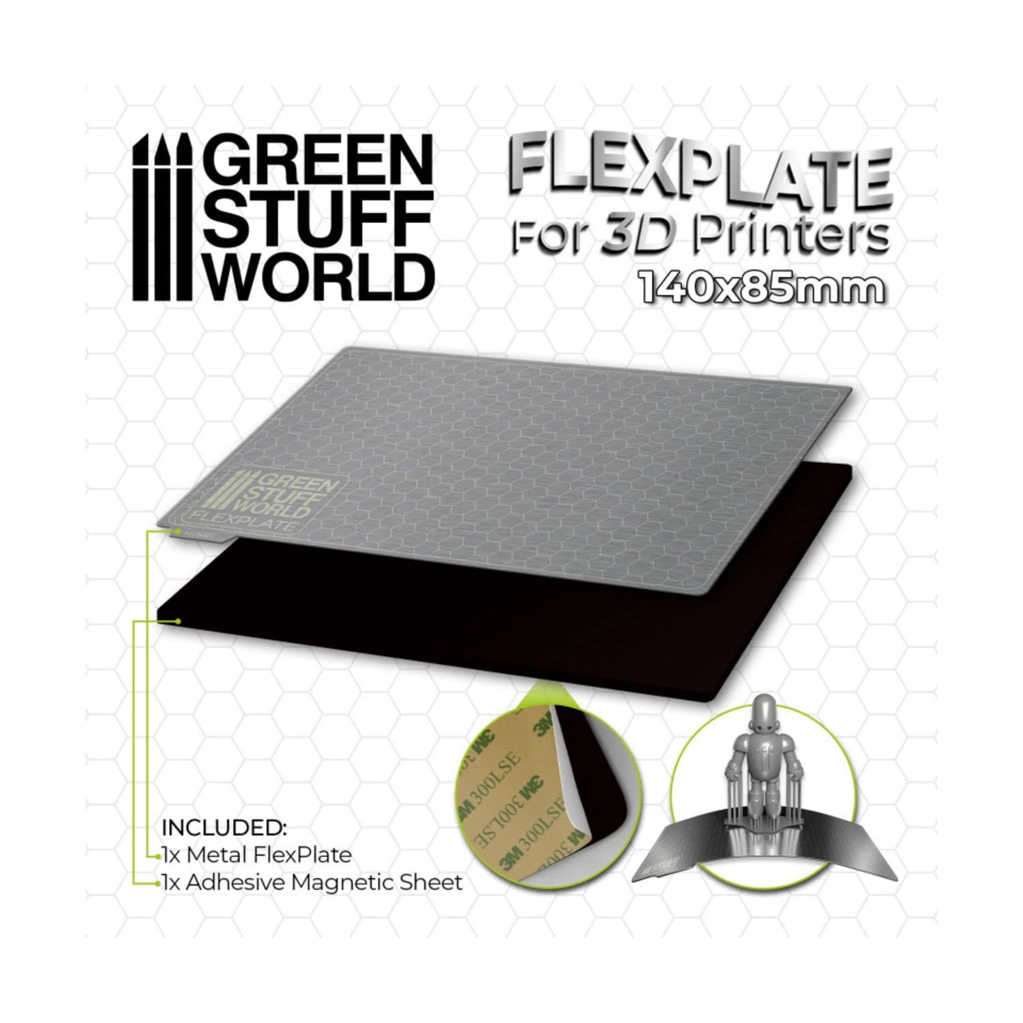 Green Stuff World for Models and Miniatures Flexplate For 3D Printers - 140x85mm 3085
