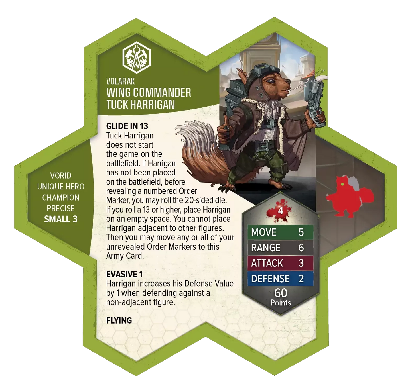 Wing Commander Tuck Harrigan Army Card From Heroscape Rising Tide on Wargame Trader