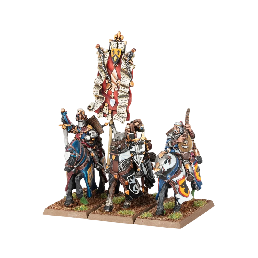 Bretonnian Questing Knights Command (Unpainted) (Assembled)
