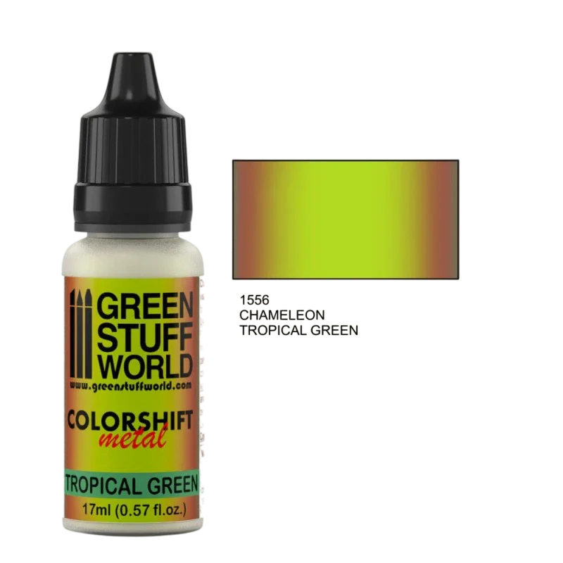 Green Stuff World - Chameleon Metal Paint Tropical Green 1556 for Models and Miniatures