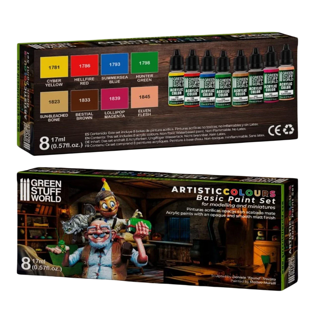 Green Stuff World Basic Color Paint Set of 8 10102