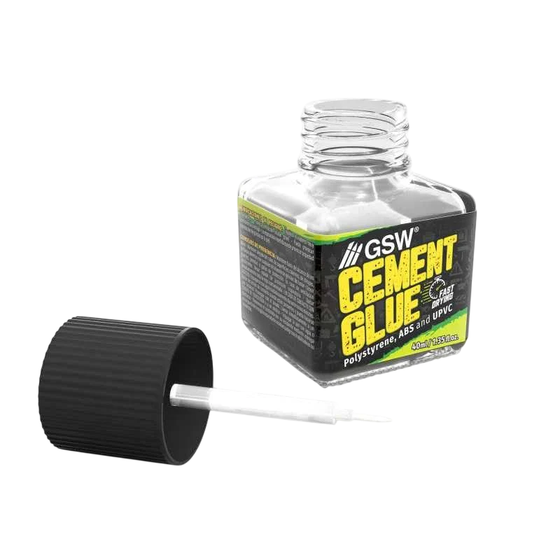 Green Stuff World Cement Glue for Plastic Models, 40ml with 2 Fine Applicator Brushes 5139