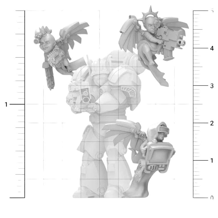Green Stuff World Cyber Cherubs Servitors for 40K, 4-Piece Resin Miniatures Set, Compatible with Multiple Games 13499