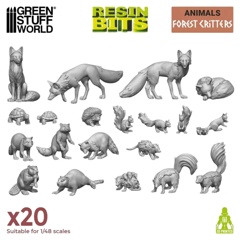 Green Stuff World Forest Animals Miniatures Resin Unpainted 28mm 32mm Woodland Creatures Wargaming