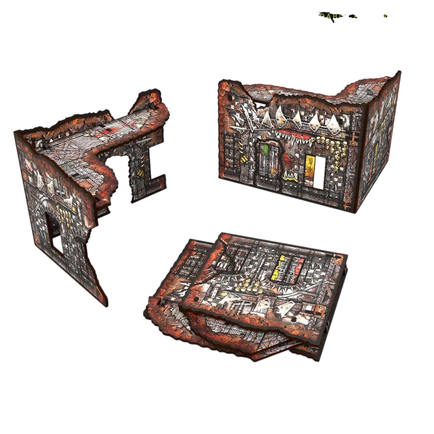 Green Stuff World Matched Play Pre-Painted Foldable Small L-shaped Ruin - Orks