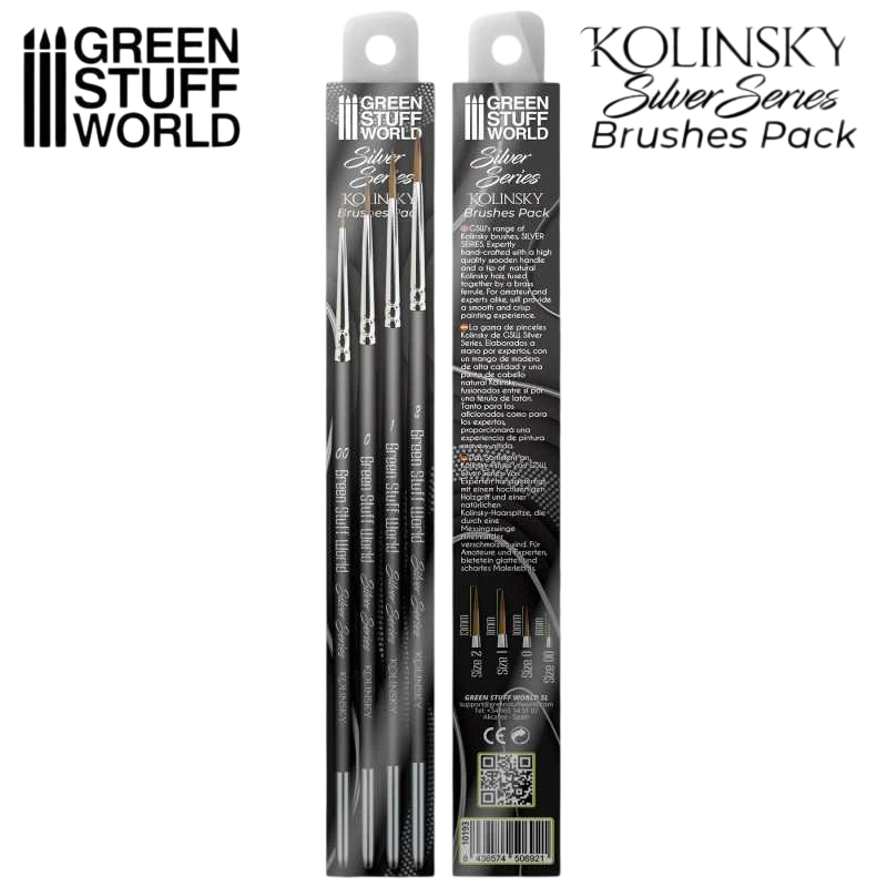 Green Stuff World SILVER SERIES Kolinsky Brush Set of 4 - 10193