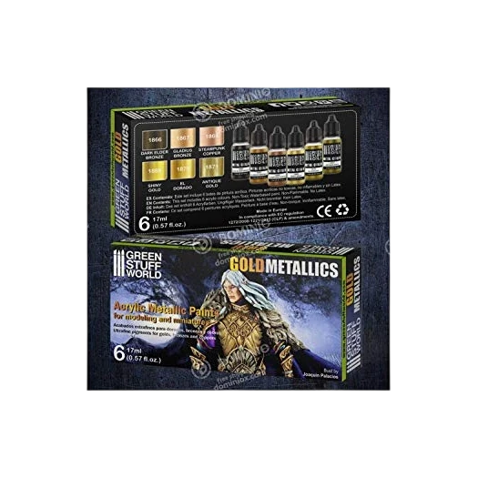 Green Stuff World Water Based Acrylic Paint Metal Color Set - Gold 9911