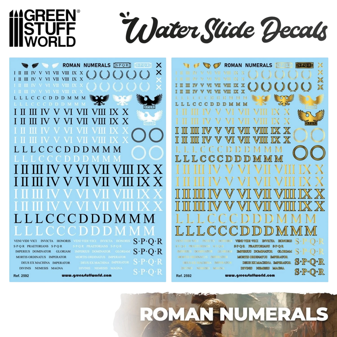 Green Stuff World Waterslide Decals - Roman Numerals - Wargaming and Modeling