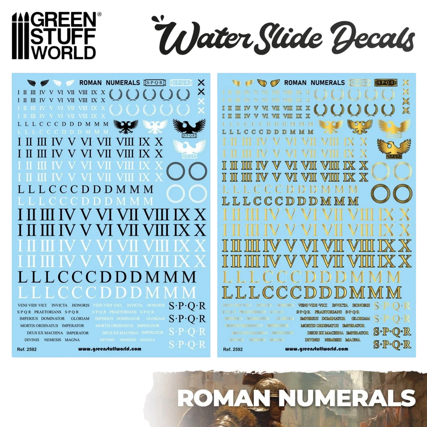 Green Stuff World Waterslide Decals - Roman Numerals - Wargaming and Modeling