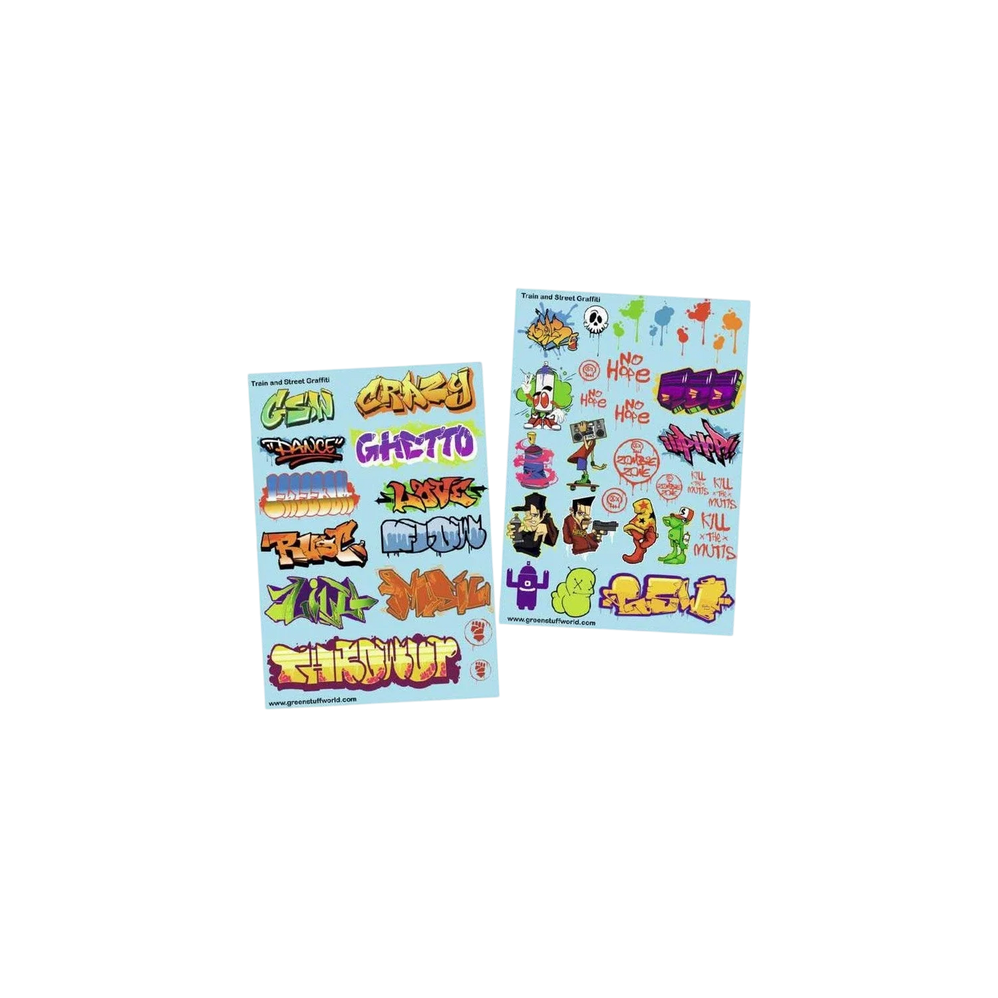 Green Stuff World Waterslide Decals - Train and Graffiti Mix - Wargaming and Modeling