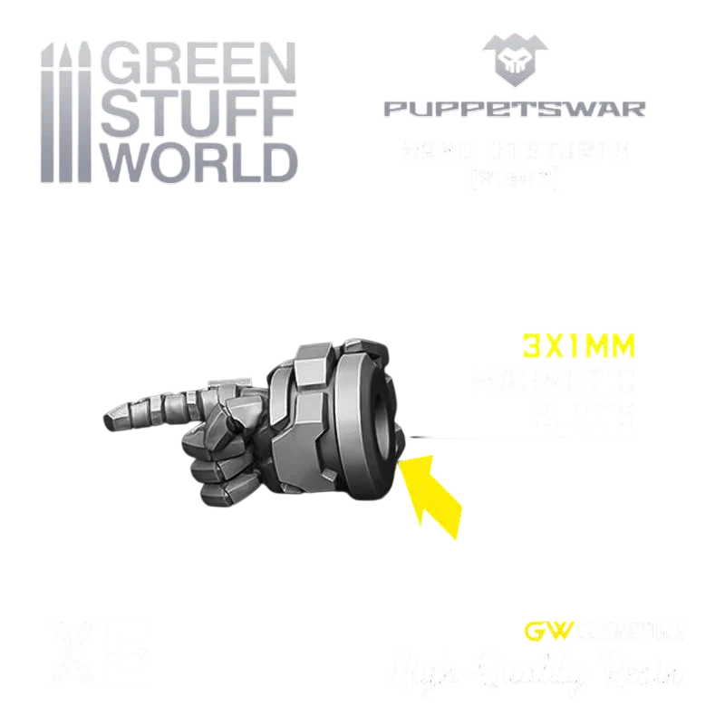 Green Stuff World for Models & Miniatures Hand Gestures - Right S204