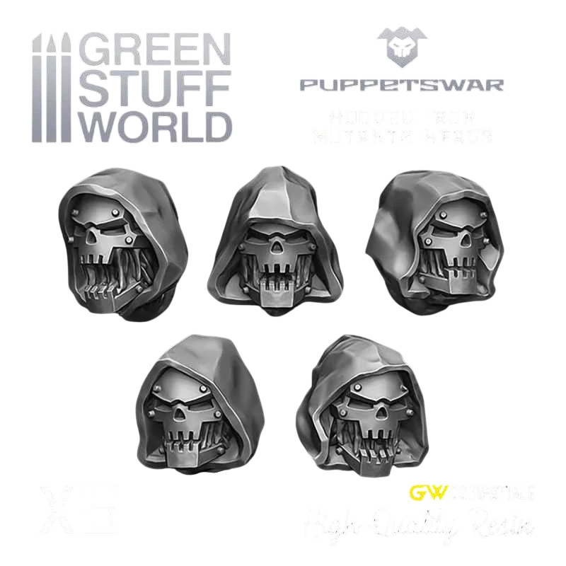 Green Stuff World for Models & Miniatures Hooded Iron Mutants Heads S280