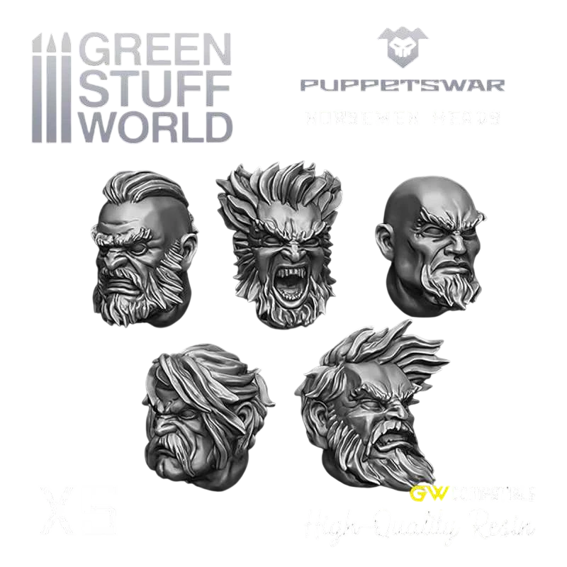 Green Stuff World for Models & Miniatures Norsemen Heads S141