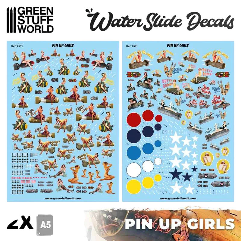 Green Stuff World for Models & Miniatures Waterslide Decals – Pinup Girls 2591