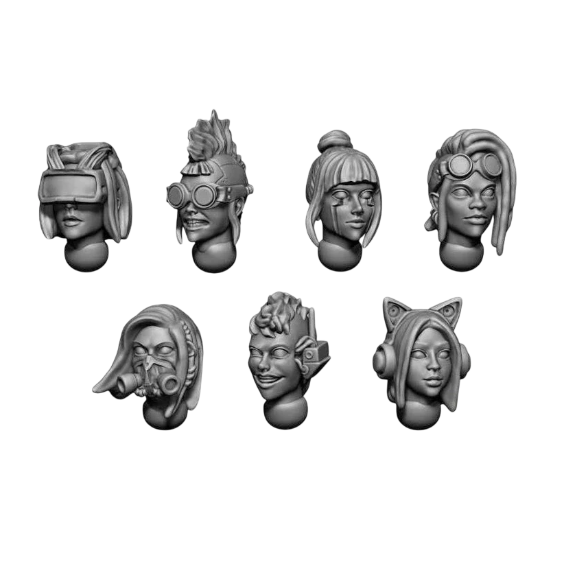 Green Stuff World for Models and Miniatures - Female Heads CYBERPUNK 11417