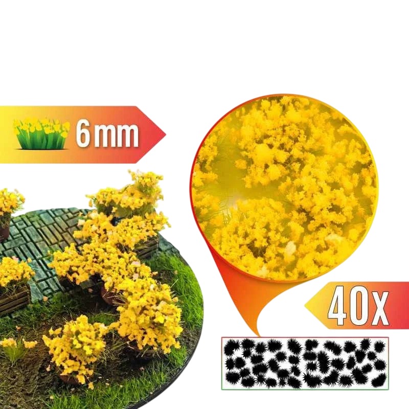 Green Stuff World for Models and Miniatures Blossom Tufts 6mm self-adhesive - Yellow Flowers 9282