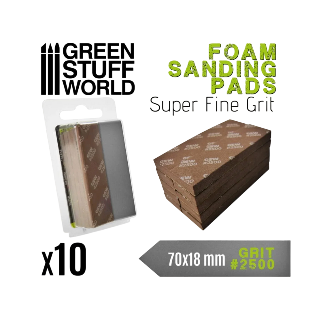 Green Stuff World for Models and Miniatures Foam Sanding Pads 2500 grit 10775