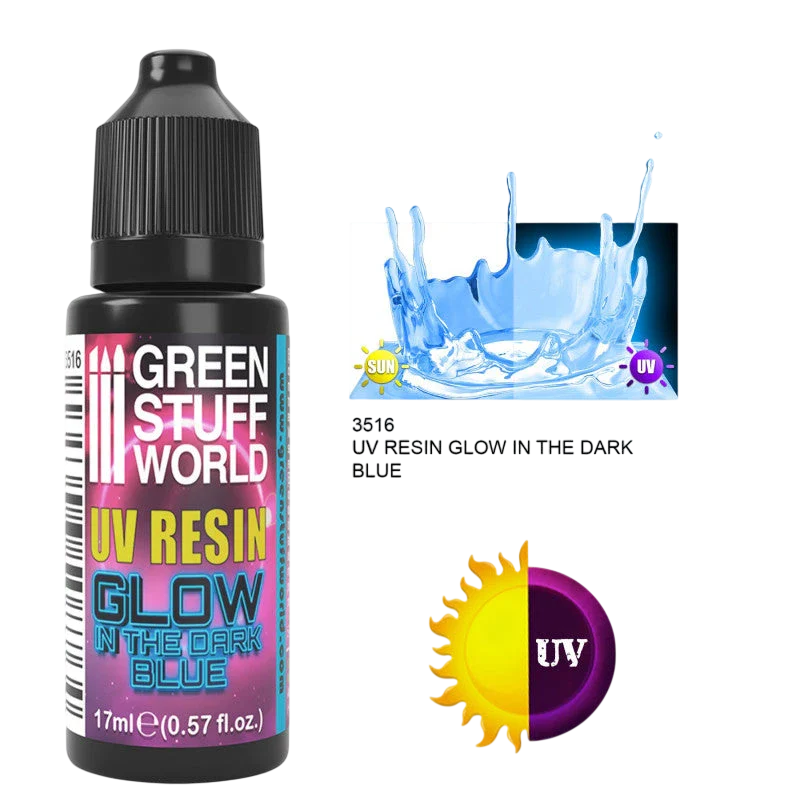 Green Stuff World for Models and Miniatures UV Resin - Glow in The Dark Blue 3516