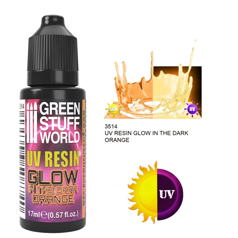 Green Stuff World for Models and Miniatures UV Resin - Glow in The Dark Orange 3514