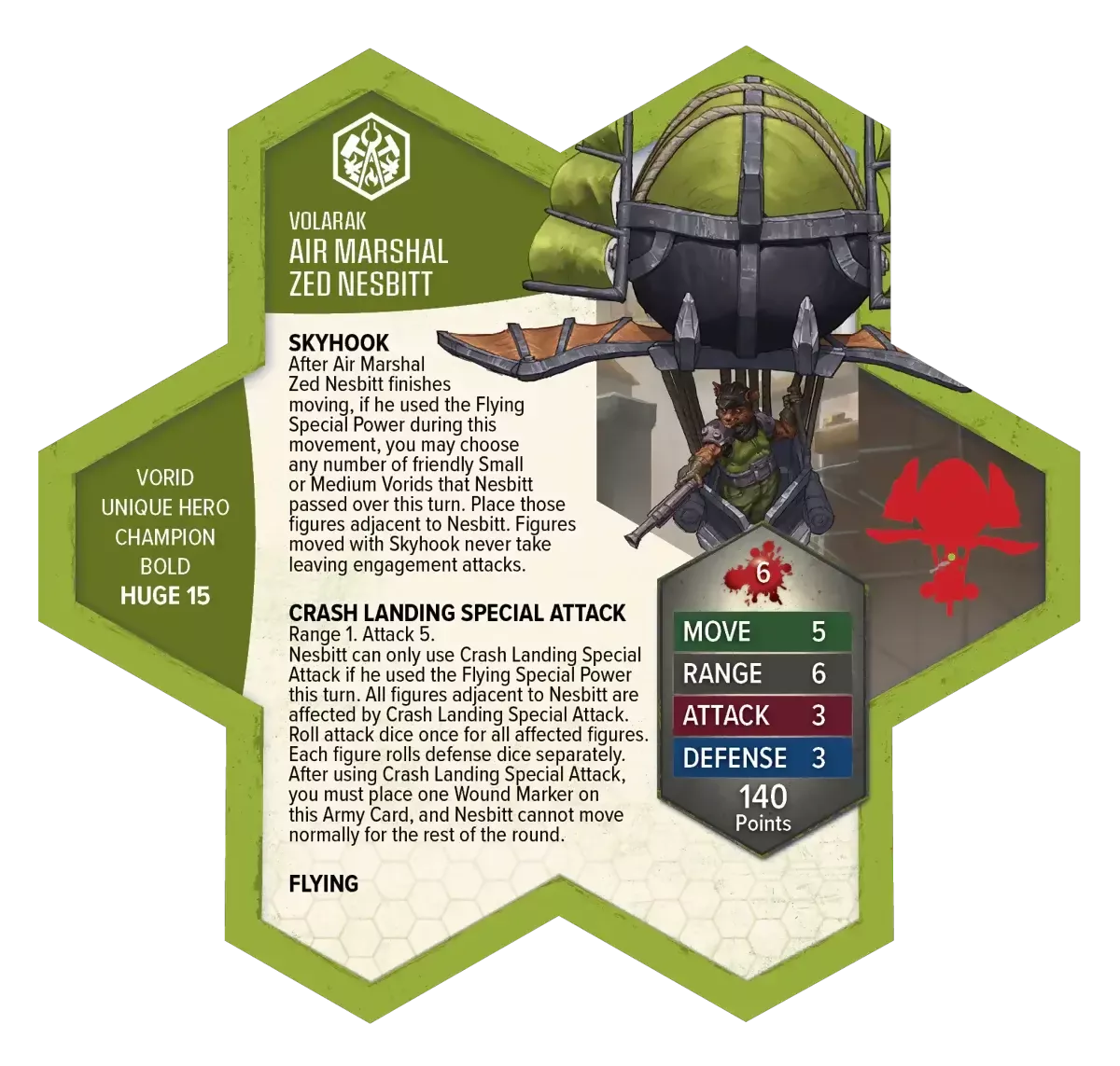 Air Marshall Zed Nesbitt Unpainted Miniature's Army Card From Heroscape Boiling Tension on Wargame Trader