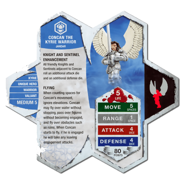 Concan the Kyrie Warrior Prepainted Miniature's Army Card From Heroscape Expansion Set: Jandar's Oath (Wave 3) on Wargame Trader