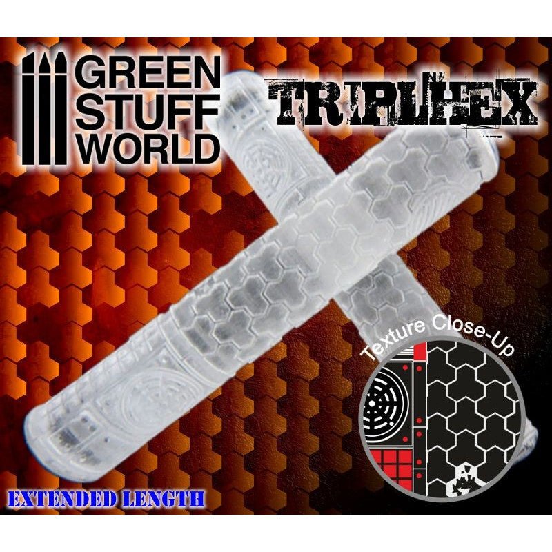 Green Stuff World Rolling Pin Triple Hex Pattern for modeling and Dioramas 1161 - Cobbco