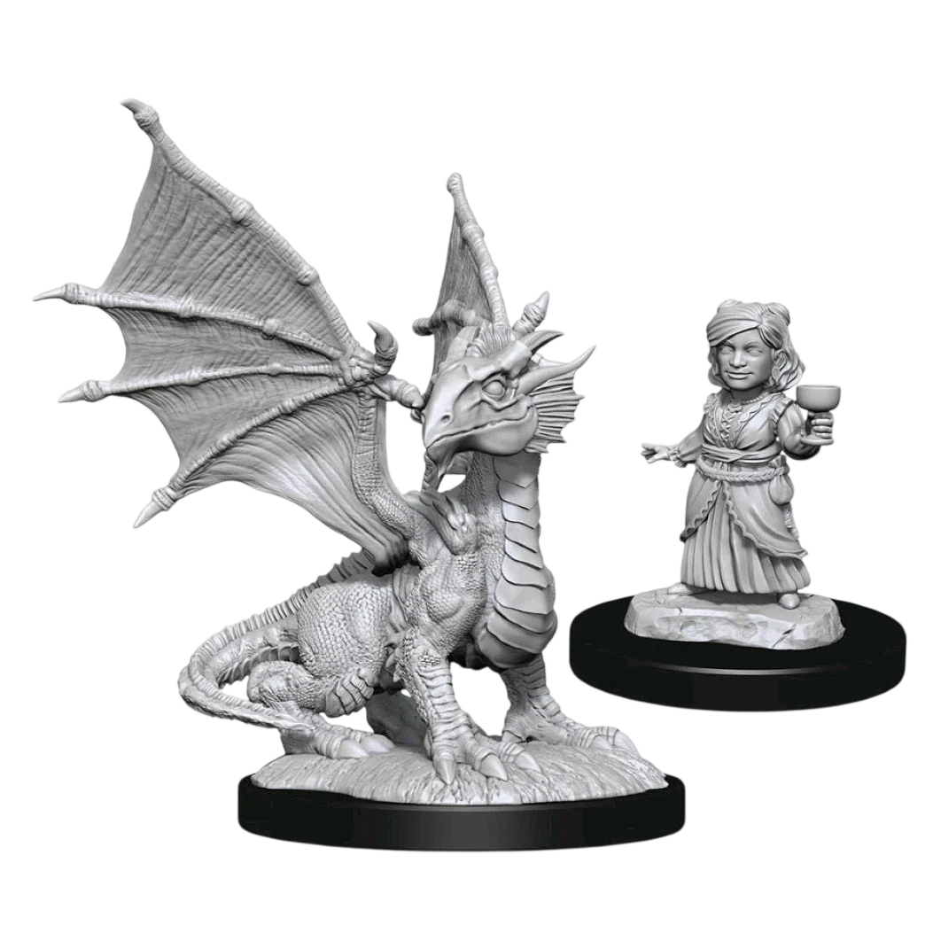 Silver Dragon Wyrmling & Female Halfling (New in Box)