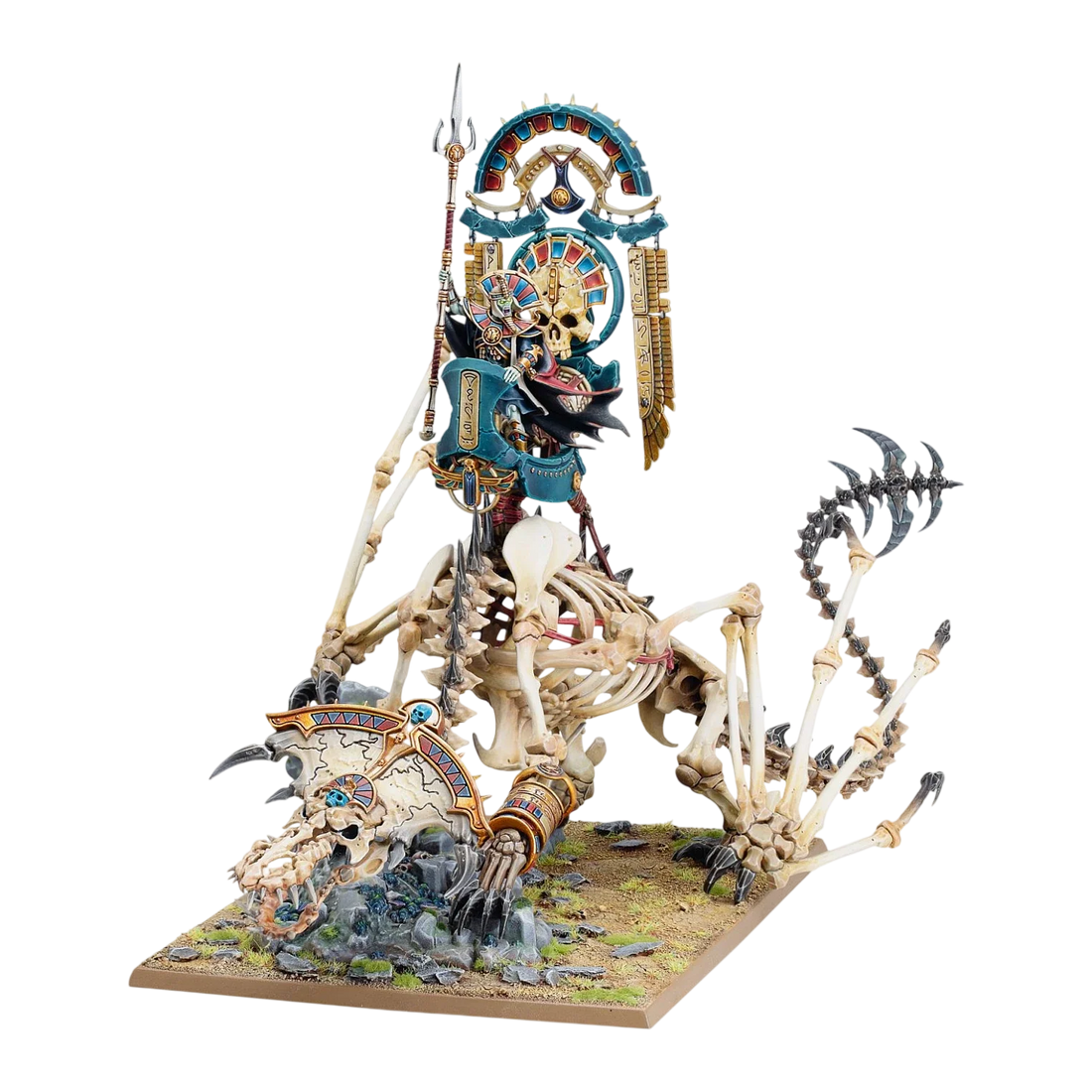 Tomb King/Liche Priest on Necrolith Bone Dragon (Unpainted) (Assembled)