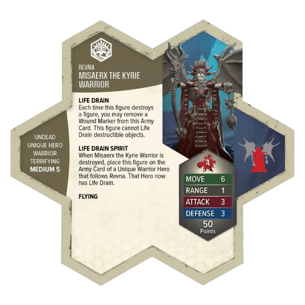 Misaerx the Kyrie Warrior Custom Painted Miniature's Army Card From Heroscape Master Set: Age of Annihilation on Wargame Trader