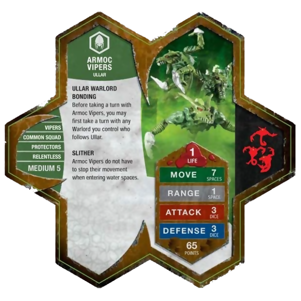 Armoc Vipers Prepainted Miniatures' Army Card From Heroscape Expansion Set: Zanafor's Discovery (Wave 4) on Wargame Trader