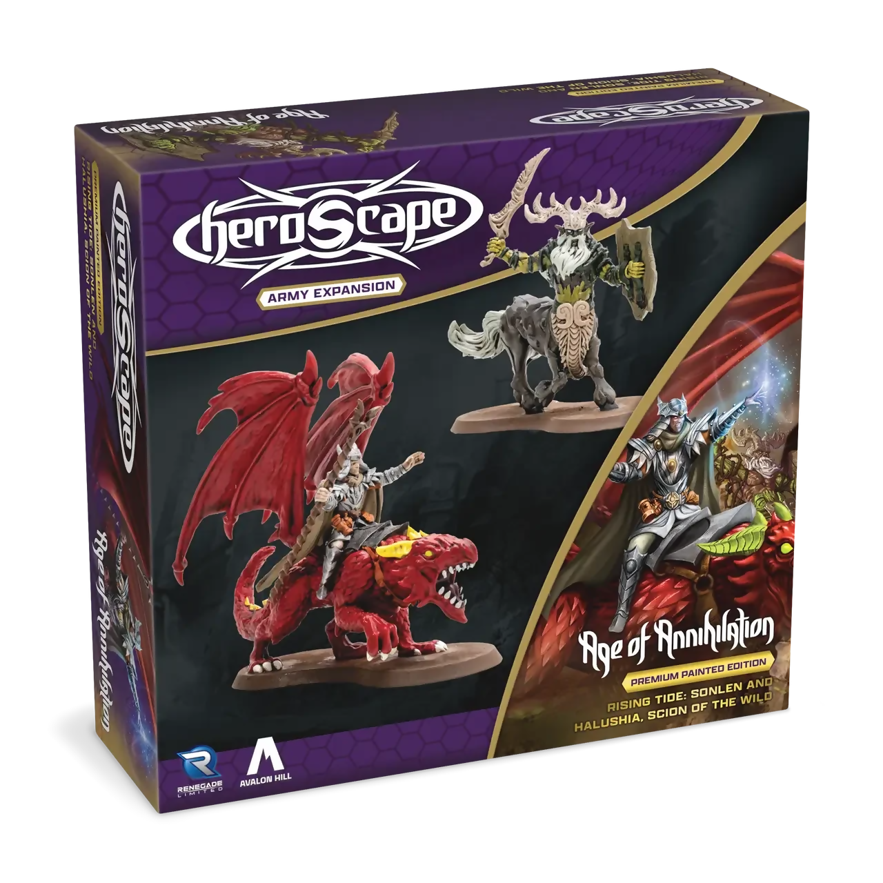 Sonlen & Halushia, Scion of the Wild Prepainted New in Box Miniatures and Army Cards from Heroscape Age of Annihilation Rising Tide on Wargame Trader