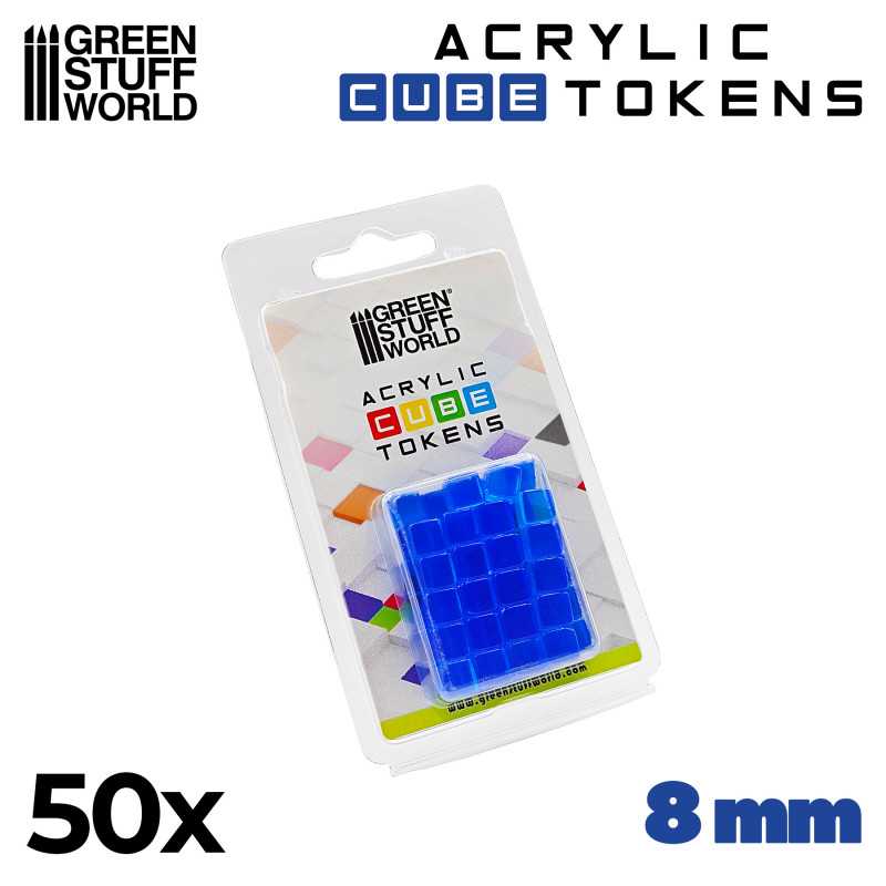 Green Stuff World for Models & Miniatures Blue Cube tokens 8mm 3789 - Cobbco
