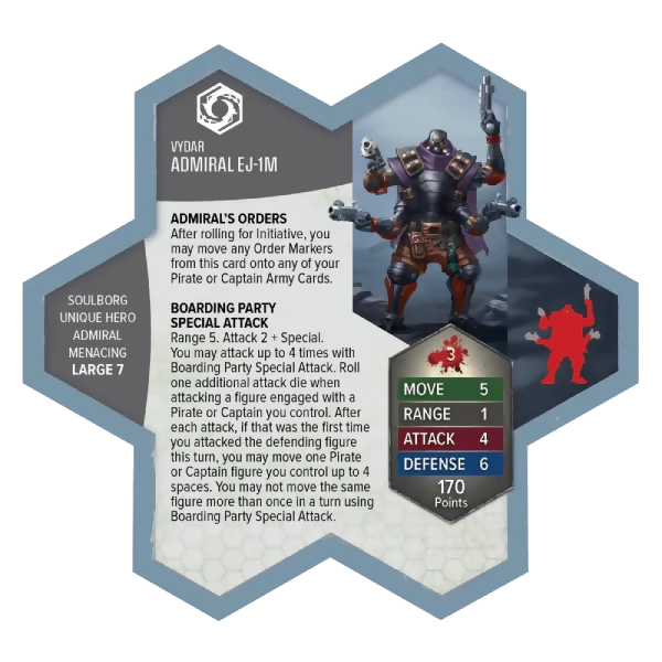 Custom Painted Admiral EJ-1M Miniature Army Card from Heroscape Master Set: Age of Annihilation