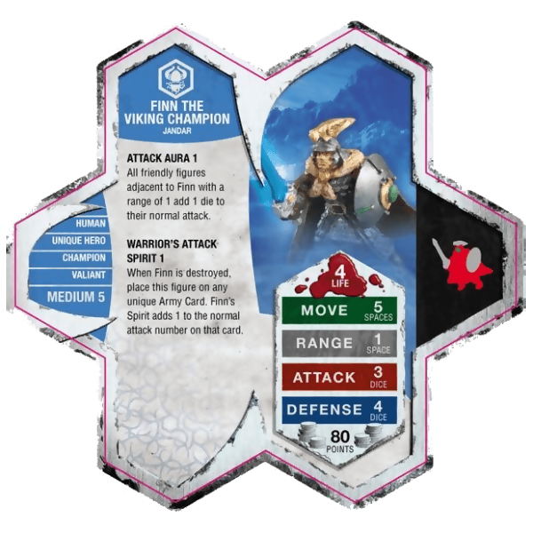 Finn the Viking Champion Prepainted Miniature's Army Card From Heroscape Master Set: Rise of the Valkyrie on Wargame Trader
