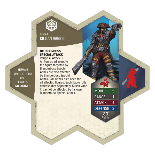Killian Vane III Unpainted Miniature's Army Card from Heroscape Age of Annihilation Battle Box: Battle for the Wellspring