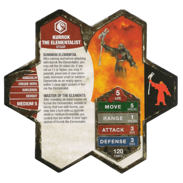 Kurrok the Elementalist Prepainted Heroscape Miniature Army Card