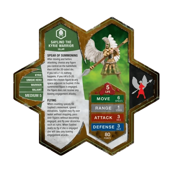 Saylind the Kyrie Warrior Prepainted Miniature's Army Card From Heroscape Expansion Set: Jandar's Oath (Wave 3) on Wargame Trader