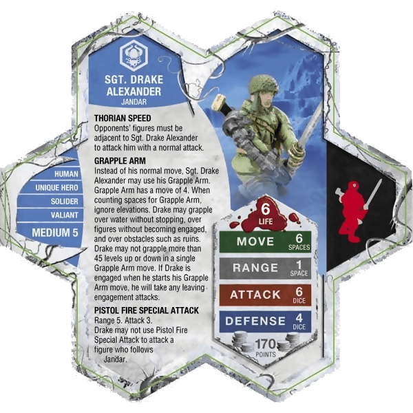 Sgt. Drake Alexander Prepainted Miniature's Army Card From Heroscape Master Set: Swarm Of The Marro on Wargame Trader