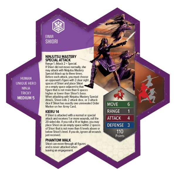 Shiori Prepainted Miniature's Army Card From Heroscape Age of Annihilation Promos on Wargame Trader