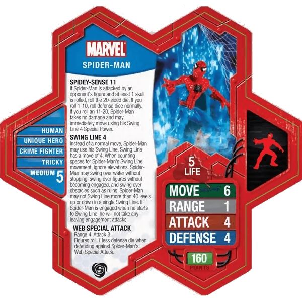 Spider-Man Prepainted Miniature's Army Card From Heroscape Marvel: The Conflict Begins on Wargame Trader