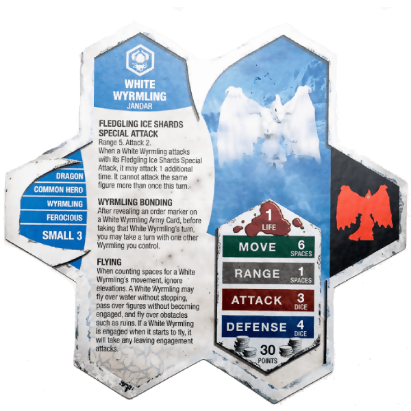 White Wyrmling Prepainted Miniature's Army Card From Heroscape Expansion Set: Warriors of Eberron (Wave D2) on Wargame Trader