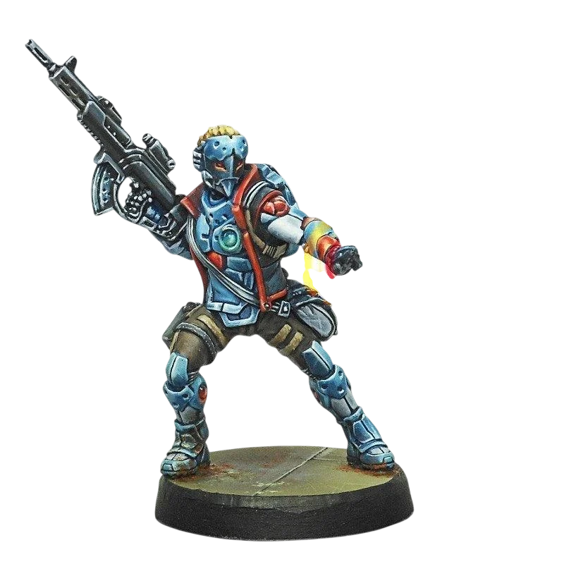 Infinity - Locust, Clandestine Action Team (Hacker) PanOceania (Custom Painted) (Assembled)