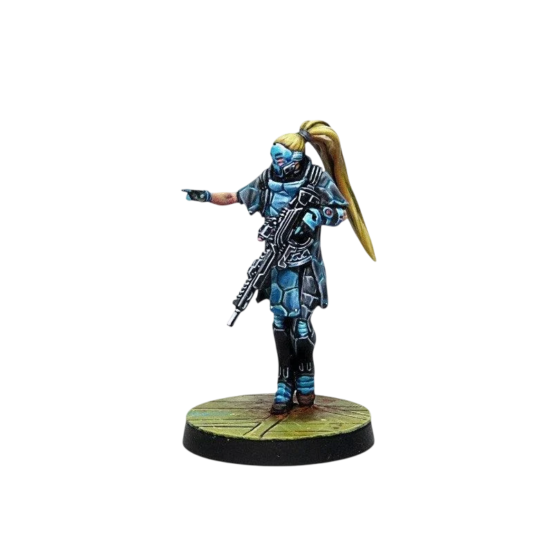 Infinity - Zulu-Cobra, Special Recon and Intervention Team (Hacker) PanOceania (Custom Painted) (Assembled)