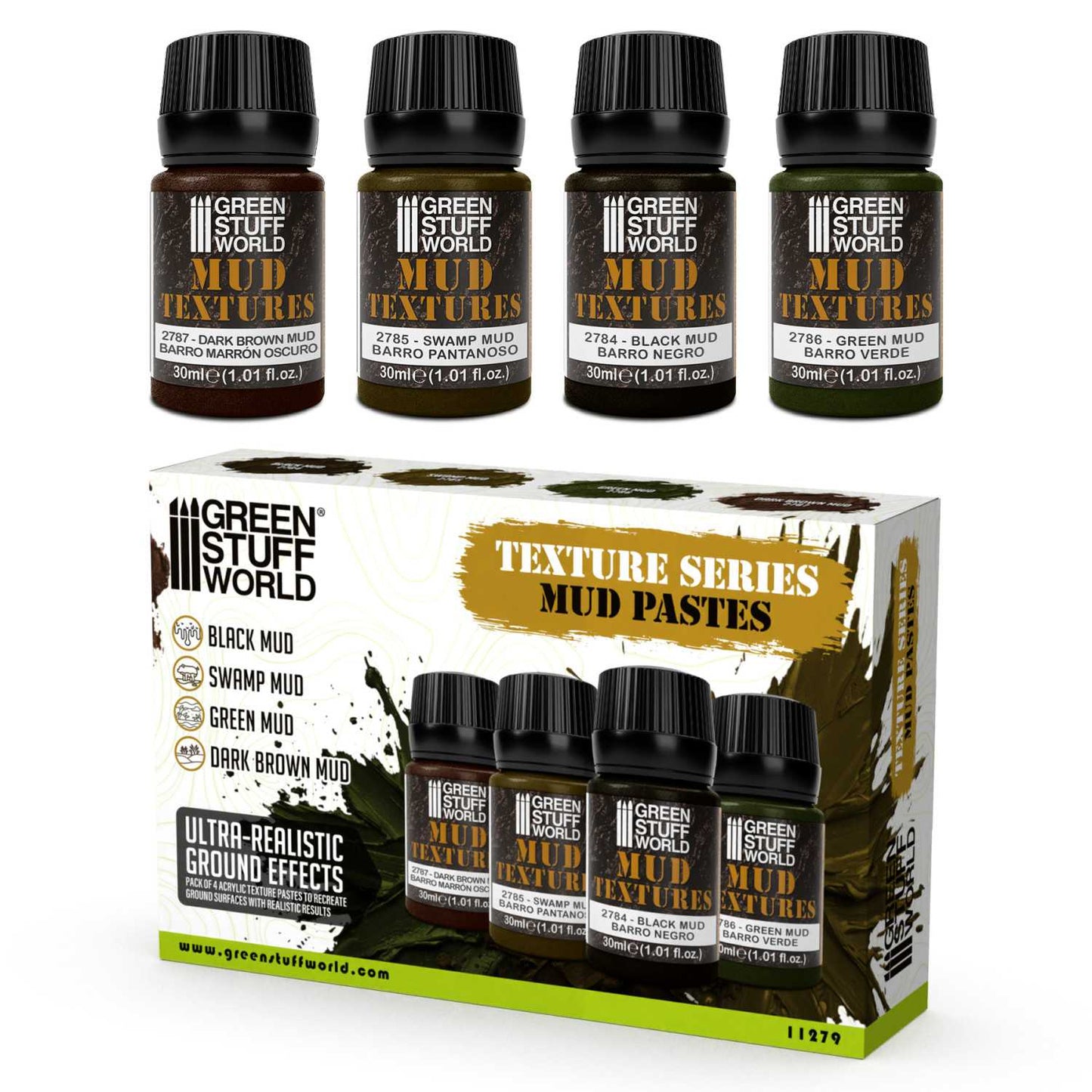 Green Stuff World Mud textures set 30ml for Modeling and Dioramas