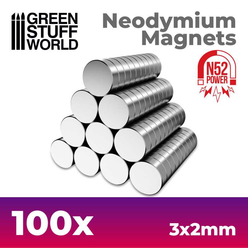 Green Stuff World for Models & Miniatures Neodymium Magnets 3x2mm - 100 count (N52) 9264