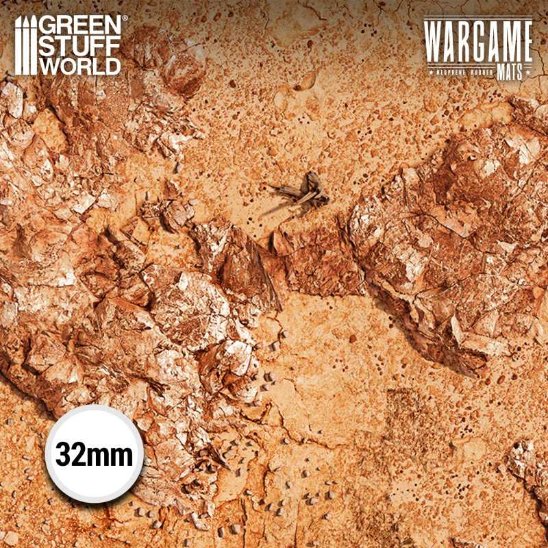 Green Stuff World Wargame Mat, Dreadrock Badlands, Neoprene Battle Surface, Anti-Slip Backing, 30x22 Inch, with Carrying Bag - 5862