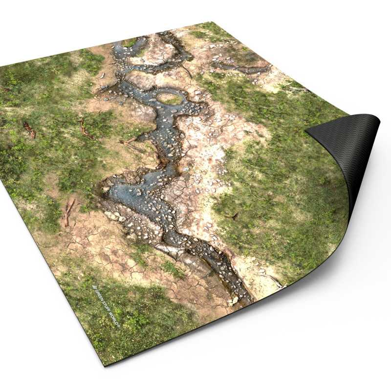 Green Stuff World Wargame Mat, Duskriver Meadows, Neoprene Battle Surface, Anti-Slip Backing, 30x22 Inch, with Carrying Bag - 5863