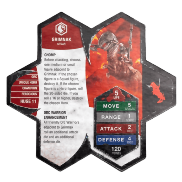 Grimnak Prepainted Miniature's Army Card From Heroscape Master Set: Rise of the Valkyrie